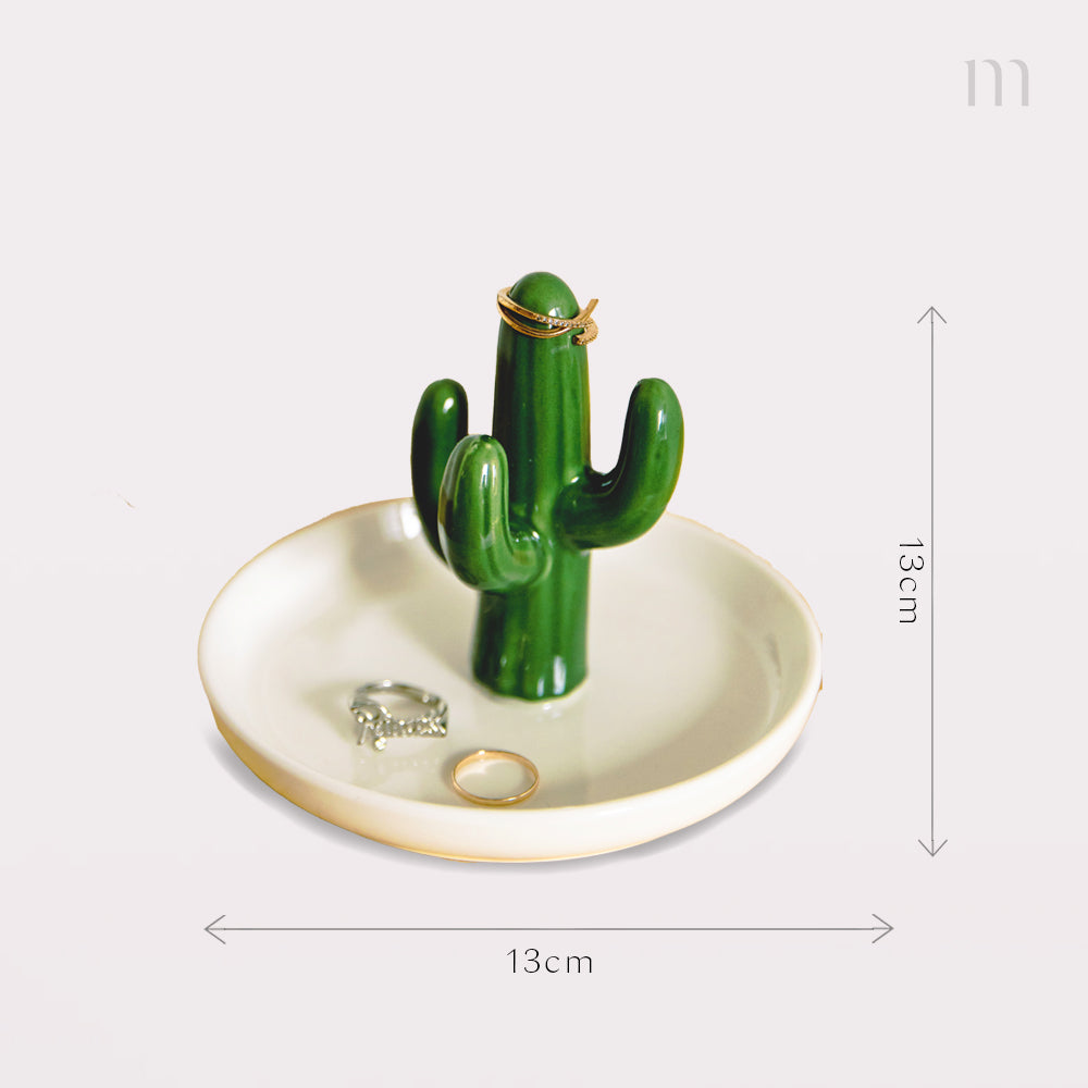 Cactus Ring Holder with White dish