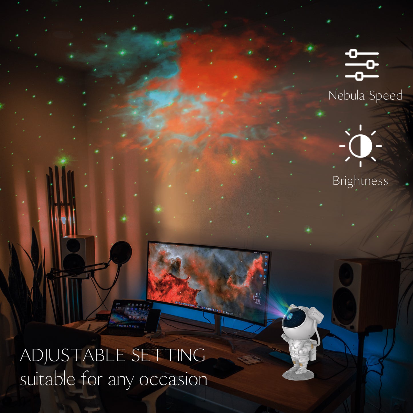 Galaxy Glow Star Astronaut Night Light Projector